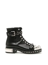 ALEXANDER MCQUEEN STUDDED LEATHER BOOTIES,10178016