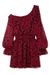 Saint Laurent One-shoulder Floral-print Silk-georgette Mini Dress