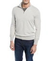 Loro Piana Roadster Striped Cashmere Half-zip Sweater In Pearl