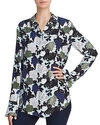 Equipment Daphne Button-front Long-sleeve Floral-print Silk Shirt In Cool Breeze Multi