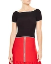 Sandro Ouma Cropped Ribbed Sweater In Black