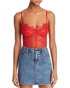 Bardot Britney Lace & Mesh Bodysuit In Red