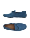 Tod's Man Loafers Navy Size 8.5 Soft Leather In Blue
