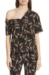 A.L.C JOSEPHINE ONE SHOULDER PRINT SILK BLOUSE,5TOPS00243