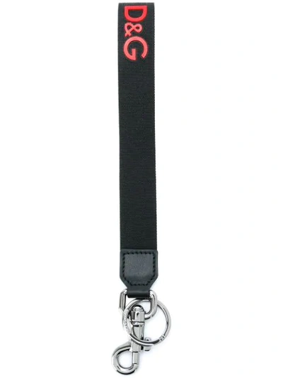 Dolce & Gabbana Logo Keyring In Black