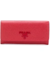 Prada Large Saffiano Leather Wallet In Red