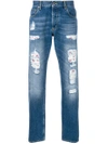 ALEXANDER MCQUEEN DISTRESSED FOLK EMBROIDERY JEANS,505409QKY3912582102