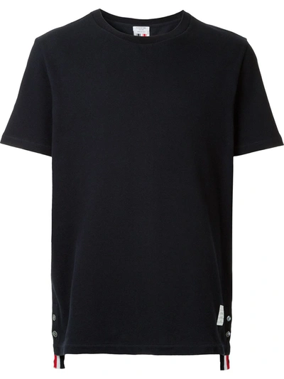 THOM BROWNE signature grosgrain T-shirt,MJS056A0005012573396