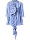 MARNI striped ruffle detail shirt,CAMAW18A00TCV8312573553