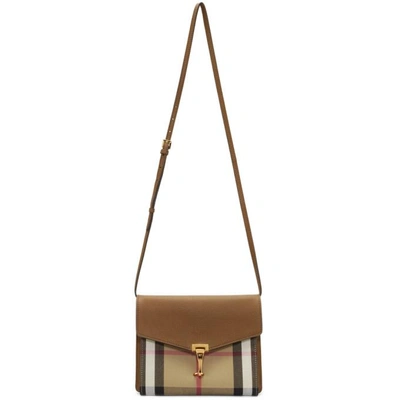 Burberry 'small Macken' Check Crossbody Bag - Beige In Tan