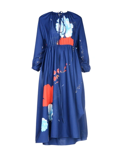 Vetements Floral Printed Cutouts Crepe Midi Dress In Blue