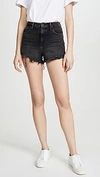 Alexander Wang Bite Distressed Denim Shorts In Grey Aged