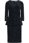 GANNI Zebra-print devoré-velvet peplum dress,US 4772211930126778