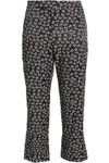 GANNI Cropped floral-print crepe flared pants,US 4772211930088915
