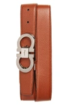 FERRAGAMO ETCHED DOUBLE GANCINI LEATHER BELT,0686775