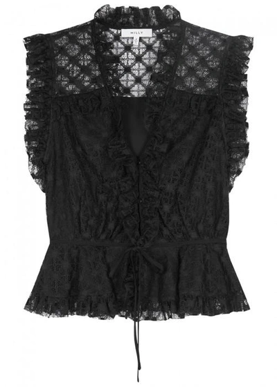 Milly Claire Black Peplum Lace Top