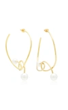 JOANNA LAURA CONSTANTINE GOLD-PLATED AND PEARL KNOT HOOP EARRINGS,UC93-G