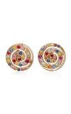 SHE BEE 14K YELLOW GOLD AND SAPPHIRE BUTTON STUDS,SBG-E103-14K-M
