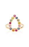 SHE BEE OPEN PEAR 14K GOLD SAPPHIRE RING,636396
