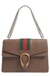 GUCCI DIONYSUS WEB STRIPE LEATHER SHOULDER BAG - GREY,403348CWI1X