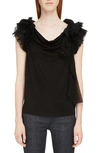 GIVENCHY RUFFLE SLEEVE JERSEY TOP,BW600R300S