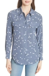 Equipment Slim Signature Printed Washed-silk Shirt In Blue