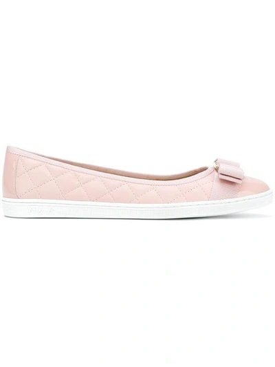 Ferragamo Women's Rufina Quilted Cap Toe Leather Sneaker Flats In Bon Bon Pink