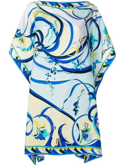 Emilio Pucci Short-sleeve Printed Silk Coverup Caftan In Multicolour