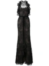MARCHESA NOTTE RUFFLED GUIPURE LACE GOWN,N18G044312474706