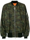 Ben Taverniti Unravel Project Unravel Green Camo Canvas Oversized Bomber Jacket In Green