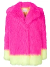 ALBERTA FERRETTI colour block faux fur jacket,V0612168612593233