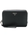 Prada Triangle-logo Clutch Bag In Black