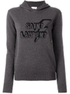 SAINT LAURENT SAINT LAURENT BRANDED KNIT HOODIE - GREY,500069YA2OG12590951