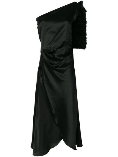 Maguy De Chadirac One-shoulder Night Dress In Black