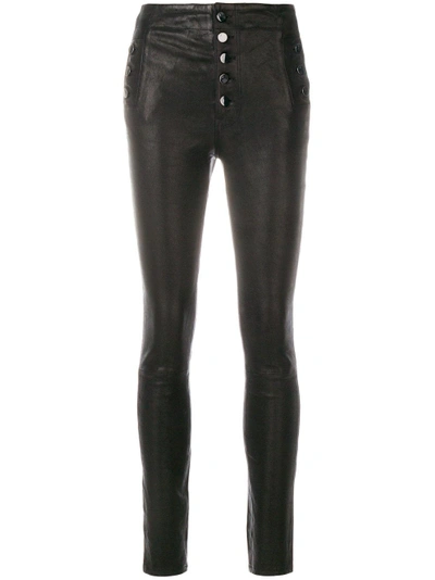 J Brand Natasha Sky High Leather Skinny Pants, Black