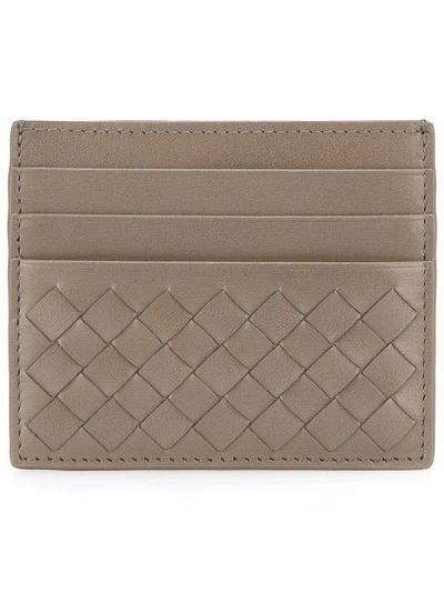 Bottega Veneta Intrecciato Leather Cardholder In Grey