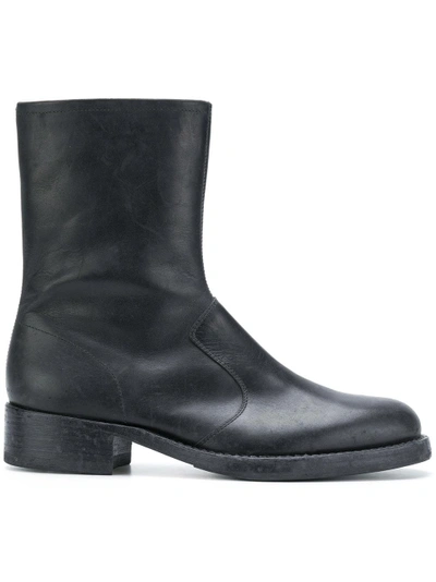 Maison Margiela Distressed Leather Boot In Black