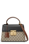 GUCCI SMALL PADLOCK GG SUPREME CANVAS & LEATHER TOP HANDLE SATCHEL,453188KLQJG