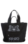 KENZO LARGE KANVAS EMBROIDERED TIGER TOTE - BLACK,F855SF303F20