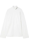 VETEMENTS OVERSIZED EMBROIDERED COTTON-JERSEY TURTLENECK TOP