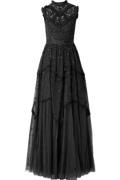 Needle Thread Daisy Shimmer Sleeveless Embellished Evening Gown