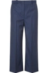 VERSACE CROPPED STRIPED WOOL-TWILL WIDE-LEG trousers