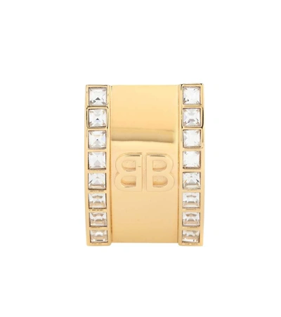 Balenciaga Crystal-embellished Clip-on Earring In Gold