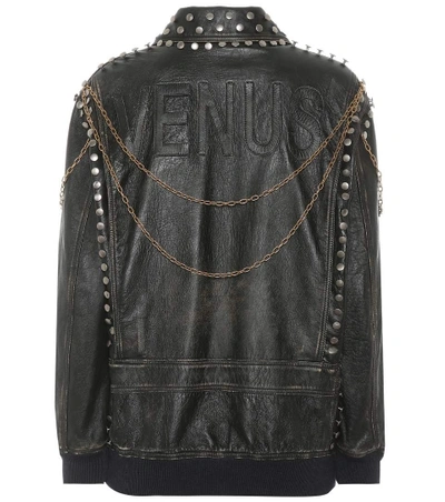 Gucci Studded Leather Jacket In Black