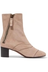 CHLOÉ LEXIE CROSTA PANELED SUEDE ANKLE BOOTS