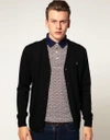 Fred Perry Plain Merino Wool Cardigan - Black In Black