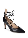 GIANVITO ROSSI Leather Ankle Strap Pumps,0400097209566