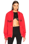 Helmut Lang Red Campaign Print Cotton Zip Hoodie In Red