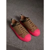 BURBERRY CANVAS CHECK AND LEATHER SNEAKERS,40663591
