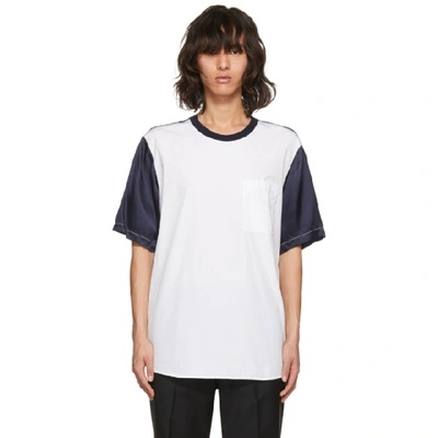 3.1 Phillip Lim / フィリップ リム Colorblock Rayon & Cotton T-shirt In White Wh100